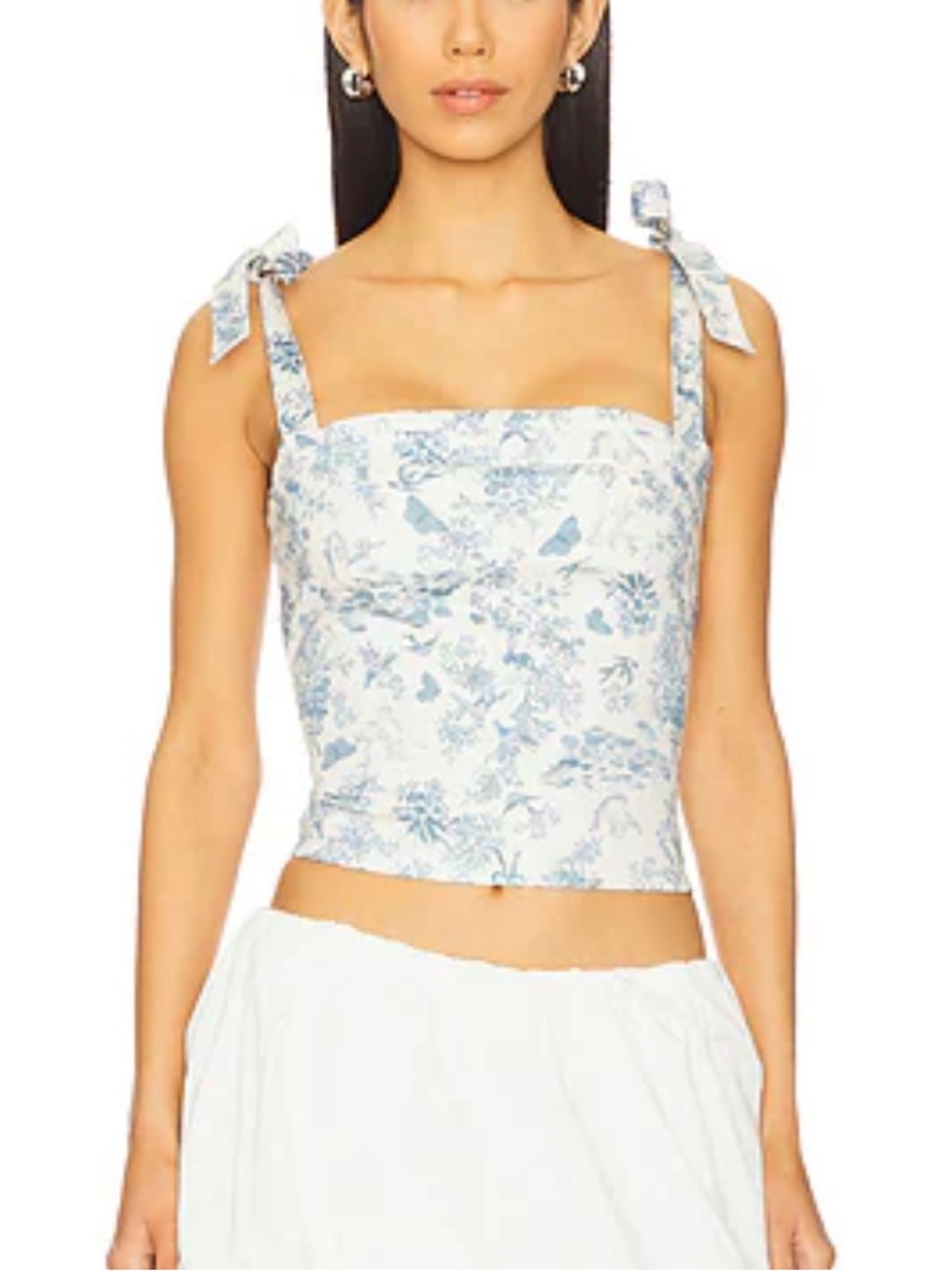 MAJORELLE | Carmella Tie Top in Baby Blue Toile | XL
